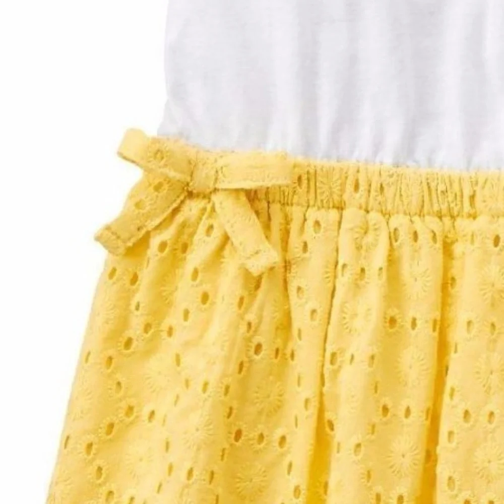 Gymboree Girl Eyelet A-line Dress Set Size 2T Yellow White Sleeveless Summer NWT